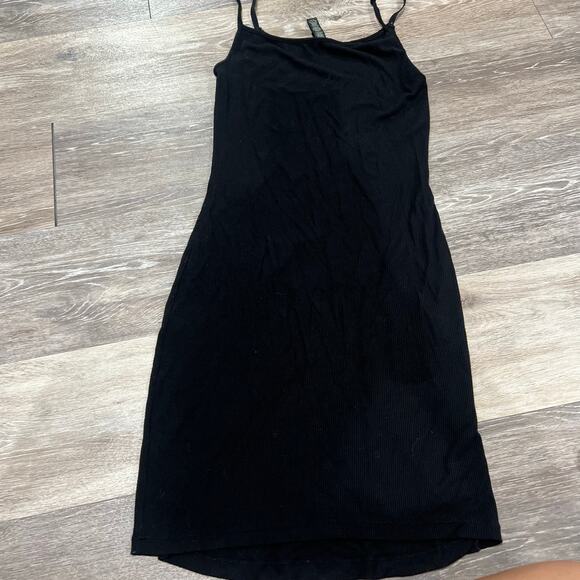 Skims Fits Everybody Slip XS Women's Black Ribbed Bodycon Dress - Picture 2 of 7